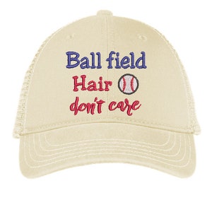 Ball Field Hair, Don't Care Embroidery Design for Hats. Pattern to ...