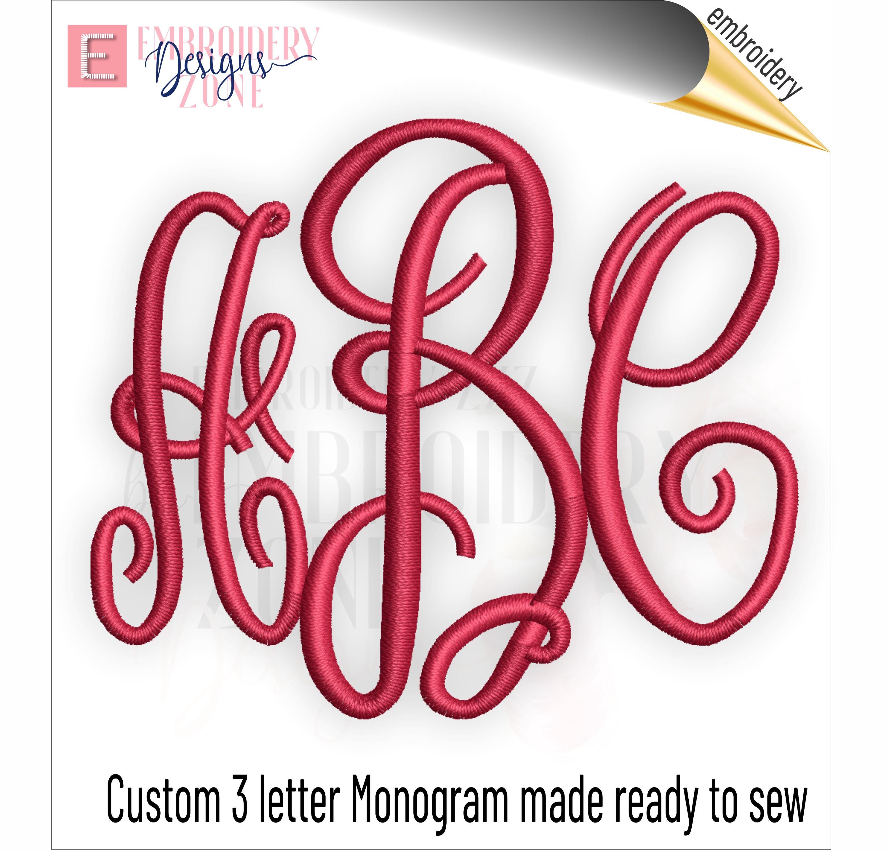 Customizable Monograms Custom Monogram Design Digital Embroidery Files in Any Size and Format ...