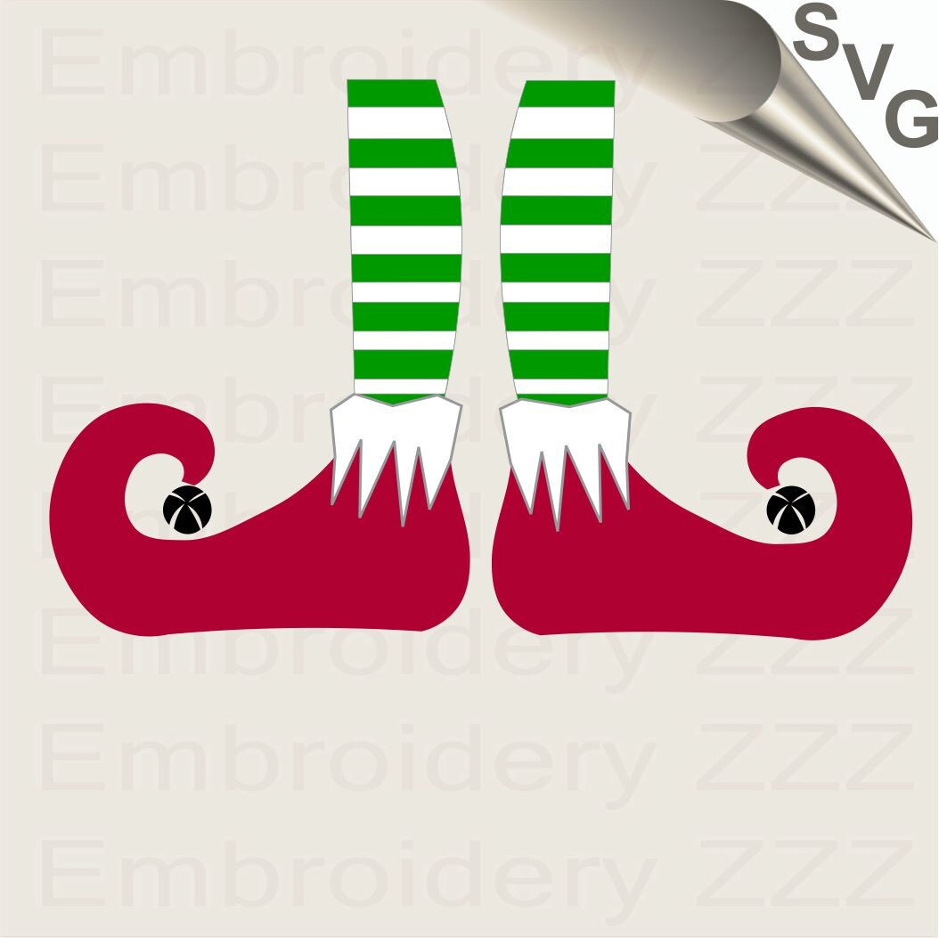 Christmas elf svg elf shoes with bells cuttable file elf cut | Etsy