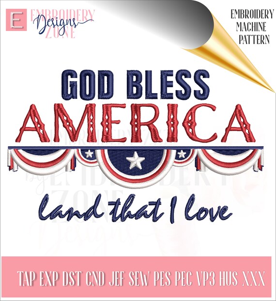 40s ビンテージアイロンプリント 転写紙 God Bless America God Bless America Machine Embroidery Design File. T-shirt Template