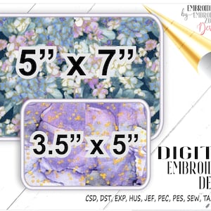 Set di telai per ricamo a macchina con applicazioni, bordo con nome, design 3,50 x 5 e 5 x 7, punto satin, angoli arrotondati, contorno monogramma rettangolare.