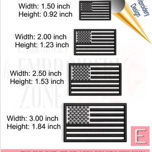 Military American Flag Embroidery Design Set, Tactical US Flag Patch, Subdued Black Flag, Fast Stitch USA Flag Machine Embroidery