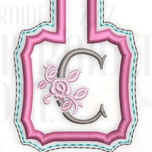 Monogram Letter C Snap Tab: ITH Key Fob Embroidery Design (PDF Pattern)