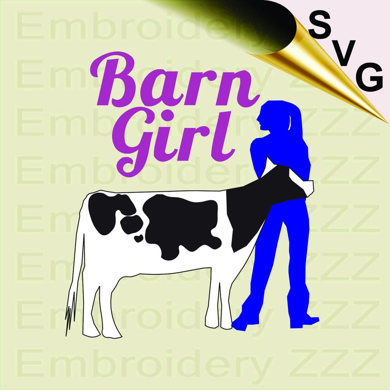 Barn Girl Cow svg cow silhouette pattern farm girl barn girl printable farm life svg dxf cricut cow design vector clip art cut file
