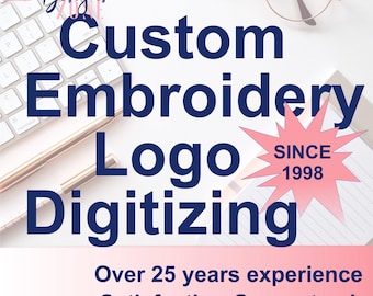 Custom Embroidery digitizing or SVG convert bitmap to vector cut file. Your logo design for machine embroidery or craft cutting. Design help