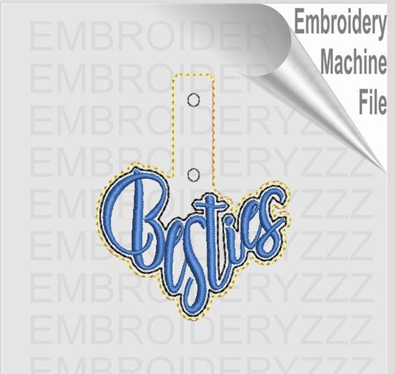 Besties in the hoop key chain embroidery design, ith key fob file, Best Friends keychain, BFF snap tab pattern, girlfriends,DIY gift for her image 6