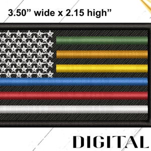 Ersthelfer Flagge Stickmuster. Digitaler Download für computergesteuerte Stickmaschinen. Militärdienst Flagge Stickdatei