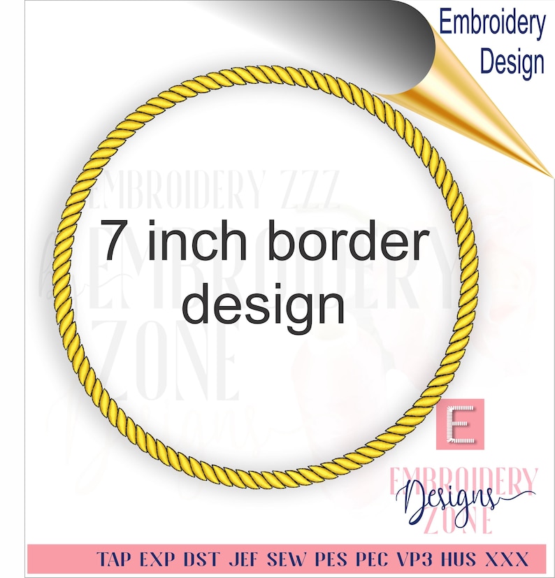Machine Embroidery Rope Frame Rope Circle Embroidery Frame, Applique Border Design (digital Download ...