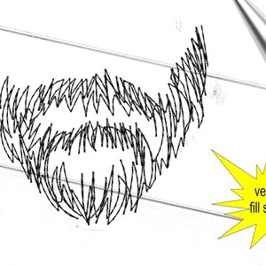Funny face mask goatee embroidery design file. Beard and moustache light fill pattern for machine embroidery.