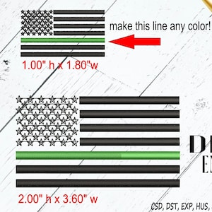 Thin Line Flag design. Black stars and stripes pattern. Border Patrol green stripe embroidery flag, military flag park rangers conservation