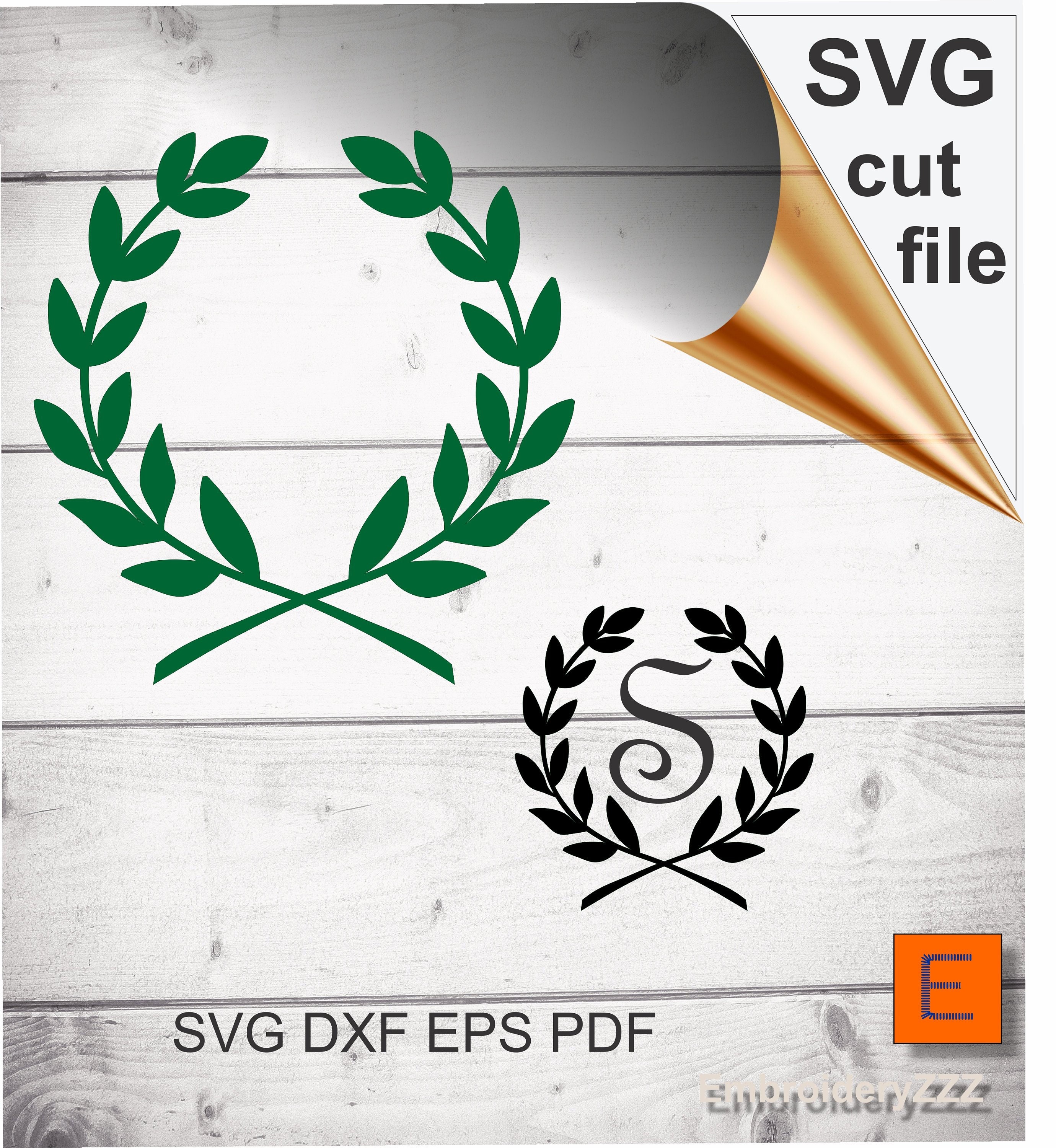 Download Laurel Wreath Svg Cut File Monogram Frame For Htv Cutting Print And Craft Machines Circle Leaf