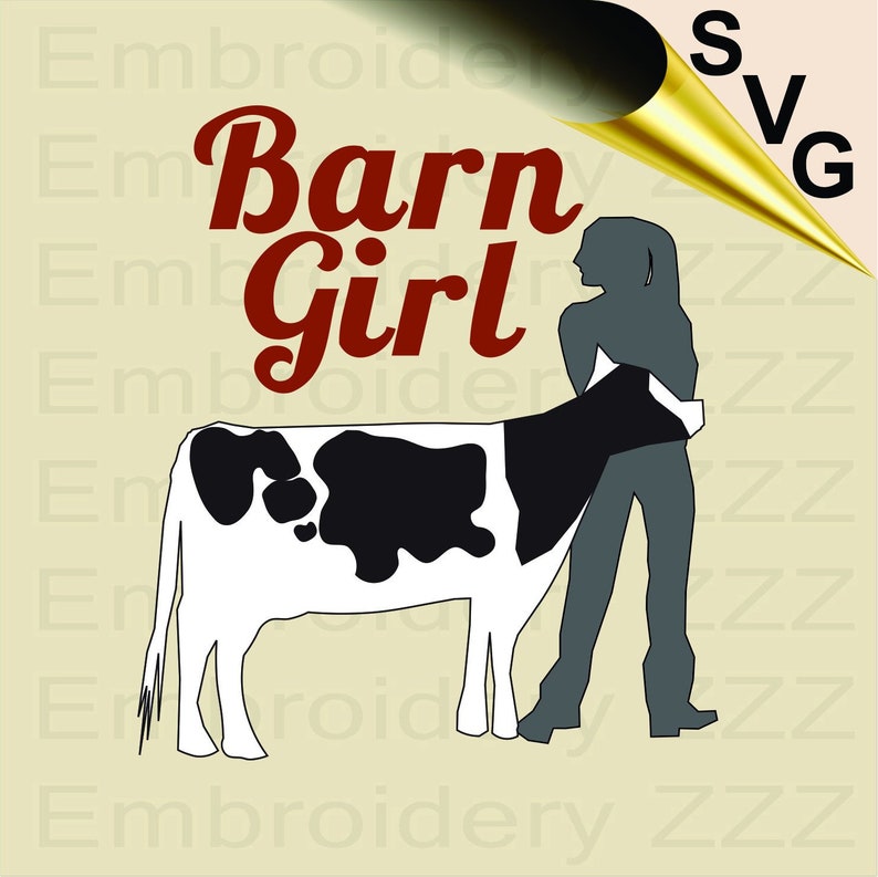 Barn Girl Cow svg cow silhouette pattern farm girl barn girl printable farm life svg dxf cricut cow design vector clip art cut file
