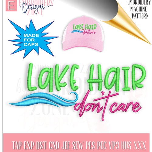 Baseball Hat Cap Embroidery Design Messy Hair Don't Care - Etsy
