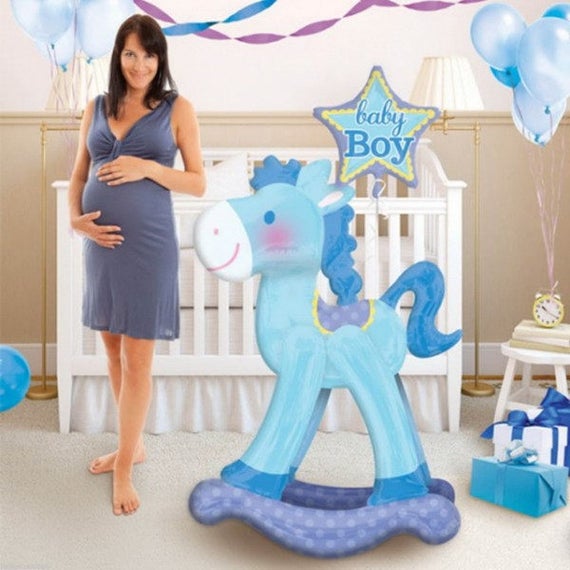 Blue Baby Boy Rocking Horse Large Airwalker Balloon
