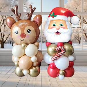 DIYクリスマスバルーンタワーキット｜サンタまたはトナカイのバルーンコラム｜ホリデーデコレーション