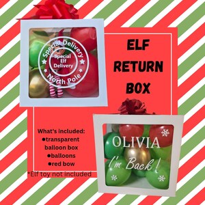 Personalized Elf Arrival Balloon Box  | Personalized North Pole Return Display with Fairy Lights