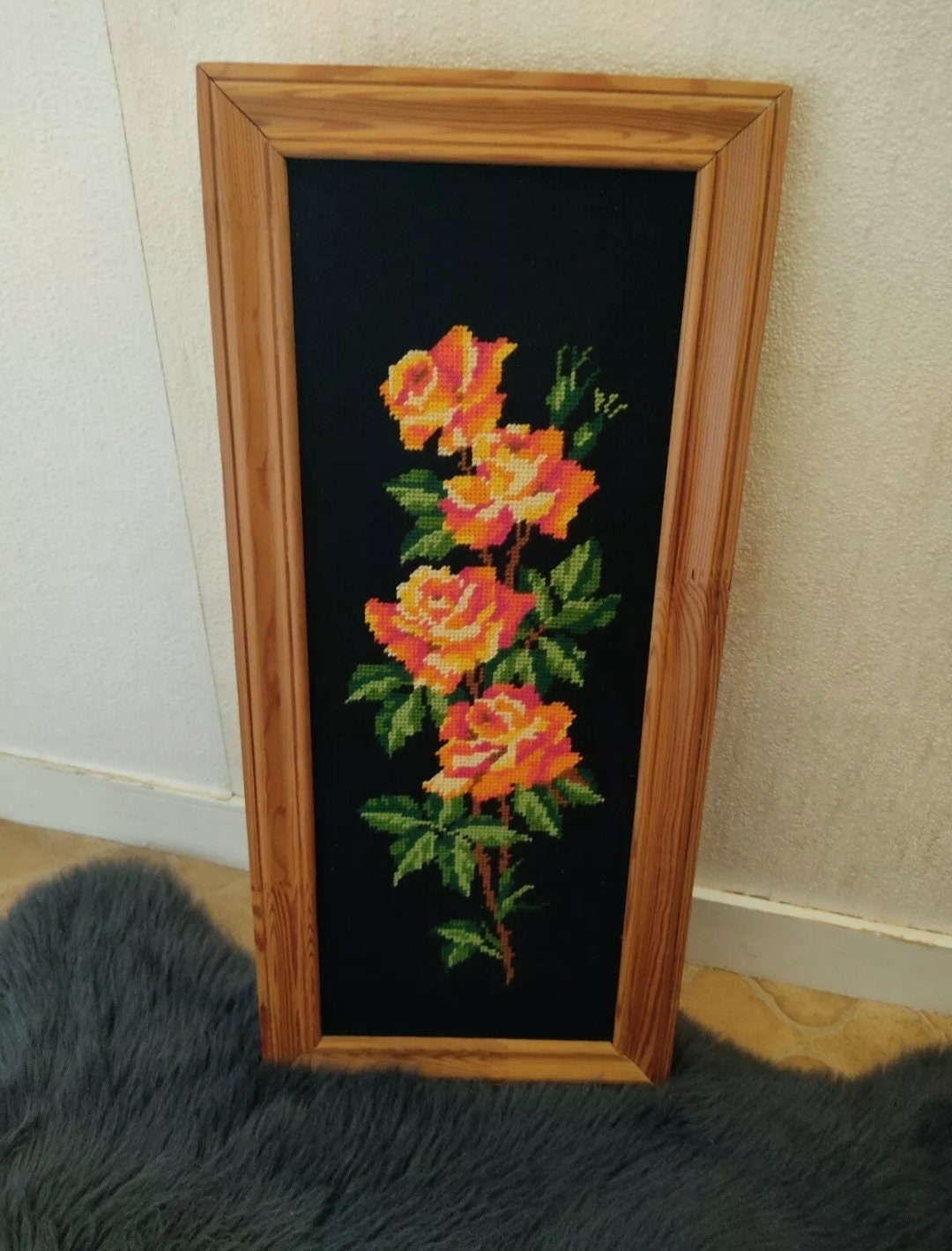 Grand Canevas Vintage Fait Main 60's