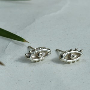 925 Eye Stud, Sterling Silver Stud, Studs, Stud Earrings, Evil Eyes Silver Studs, Eyes earrings, eye posts earrings, minimalist earrings