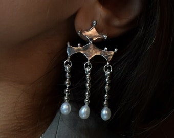 Roman Earrings Crotalia, Roman Earrings, Roman Inspired Earrings, Ancient Jewelry Rome Earrings, Crotal, Historical Jewelry, Pearls Earrings
