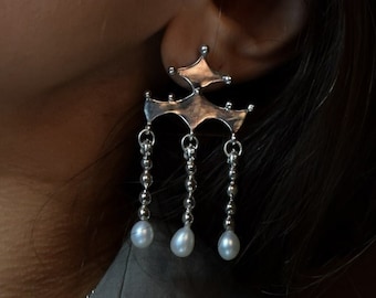 Roman Earrings Crotalia, Roman Earrings, Roman Inspired Earrings, Ancient Jewelry Rome Earrings, Historical Jewelry, Pearls Earrings