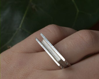 Modernist Sterling Silver Ring, Brutalist Gold Ring, Silver Geometrical Ring, Edgy Ring, Statement Silver Ring, Minimalist Silver Ring