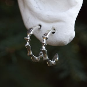 Hoop earrings, sterling silver hoops, silver sculptural stud earrings, fashion earrings, modern earrings, modern hoops, minimalist earrings