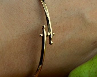 Burnished Gold Bronze Bangle Bracelet - Unisex Made To Order