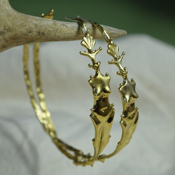 Aphrodite Hoop Earrings, Gold Oversized Venus Hoops, Bronze Goddess Jewelry with Sterling Silver Posts
