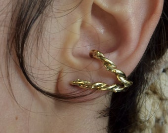 Bronze Twisted Ear Climber Earrings: Handmade Lobe Cuff