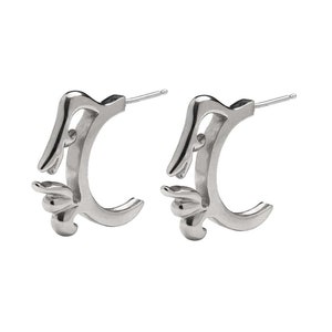 Sterling silver 925 sculptural hoops - Hoop earrings made in solid Sterling silver