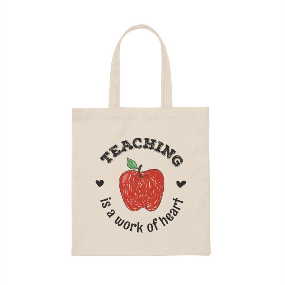 Teaching is a Work of Heart Teacher Canvas Tote Bag - Etsy