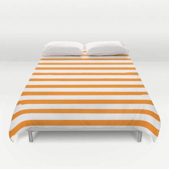 Orange Stripes Duvet Cover Twin Queen King Striped Bedding Image 0