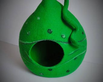 Caverna confortável para gatos de lã pura - cama para cachorrinhos, cama para gatos, casinha aconchegante para gatos, caverna para gatos de feltro, tenda de lã para animais de estimação, móveis modernos para gatos, caverna quente para gatos