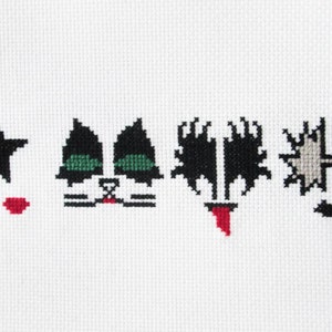 KISS Rock Band Face Paint -- Counted Cross Stitch Pattern PDF Download