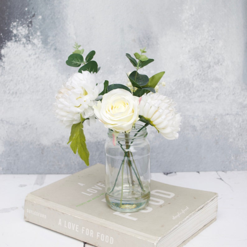 Artificial Off White Flower Bouquet Silk Flowers Faux Etsy Nederland