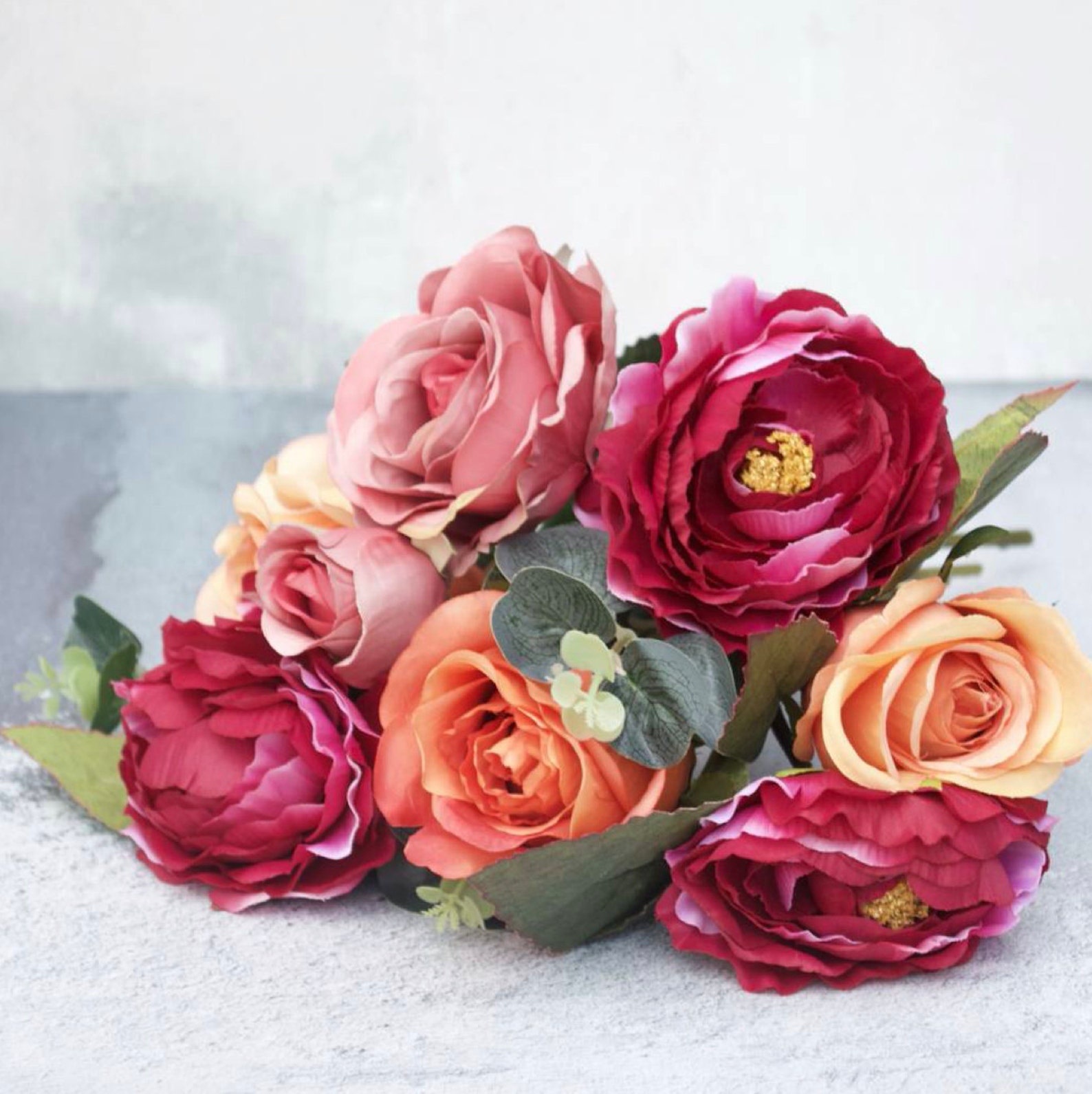 Artificial Red Flower Bouquet Artificial flowers Autumn Etsy