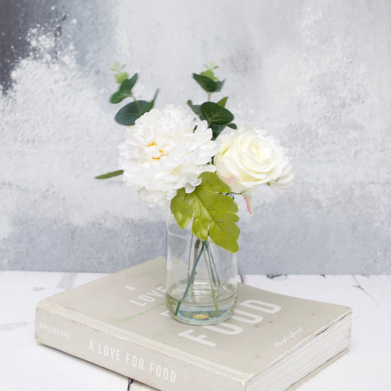 Artificial Off White Flower Bouquet Silk Flowers Faux Etsy Nederland