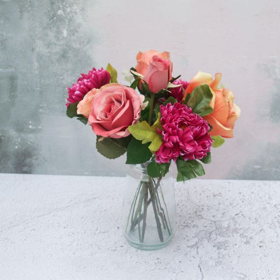 Artificiel Rouge Fleur Bouquet Fleurs Artificielles