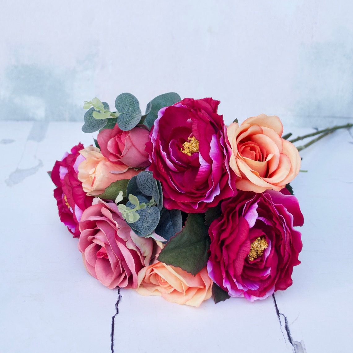 Artificial Red Flower Bouquet Artificial flowers Autumn Etsy