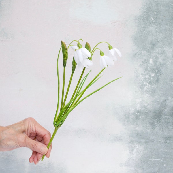 Snow Drop Faux Bouquet - Artificial Flowers - Faux Bouquet - White Flowers- Artificial Wedding Bouquet - Cottage style faux flower