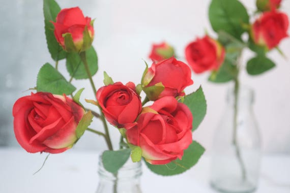 Bouquet Rose Rouge Fleur En Soie Bouquet Fleurs Artificielles Bouquet De Rose Faux Faux Artificielle Bouquet De Fleurs Composition Florale