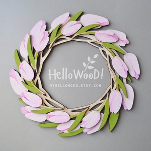 Wreath svg tulip wreath ornament svg laser cut files easter wreath layered svg floral wreath spring wreath holiday wreath svg files