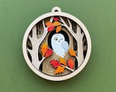 Fall ornament owl and owlet Laser cut file, cnc files, Multilayer ornament for front door decor svg, cnc vector, Home decor Laser cut
