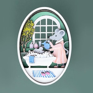 Topo in bagno animali del bosco ornamento natalizio file in formato svg tagliati al laser animali in miniatura carino svg arte in miniatura