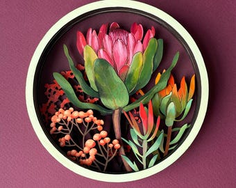 Protea flower svg flower art floral art floral svg ornament svg laser cut files glowforge files