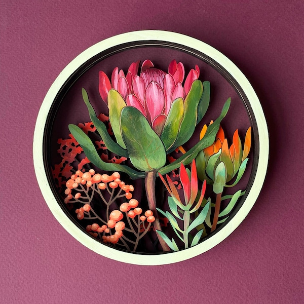 Protea flower svg flower art floral art floral svg ornament svg laser cut files glowforge files