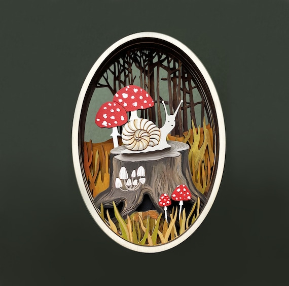 Snail svg forest wall art forest art mushroom decor mushroom svg forest svg forest decor mushroom art
