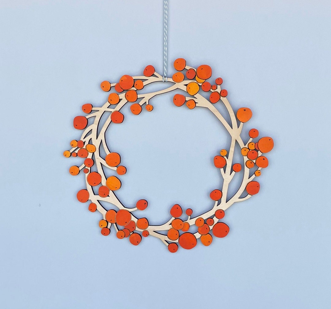 Wooden Berry Wreath Laser Cut Files, Fall Wreath Cnc File, SVG, Berry ...