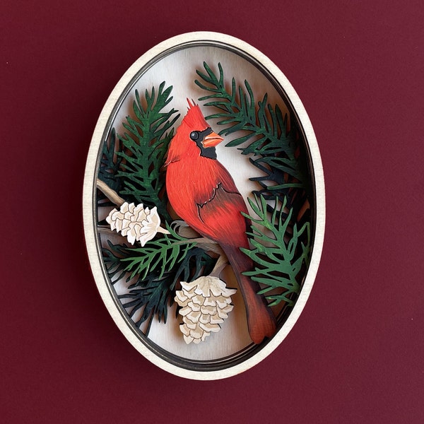 Cardinal ornament cardinal christmas ornament cardinal svg cardinal memorial ornament christmas ornament svg laser cut files