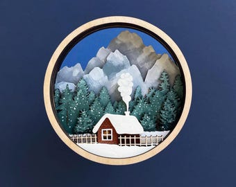 Christmas svg christmas ornament svg tiny house laser cut files mountain view